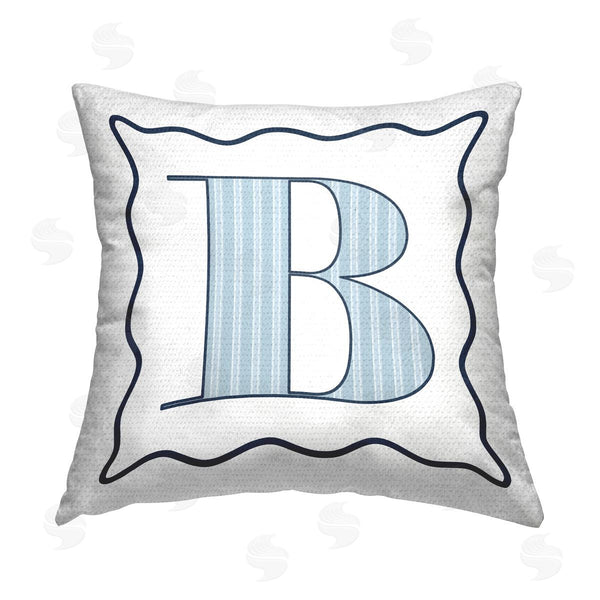 Stupell Industries Stupell Studio | Blue B Patterned Latter Printed Throw Pillow