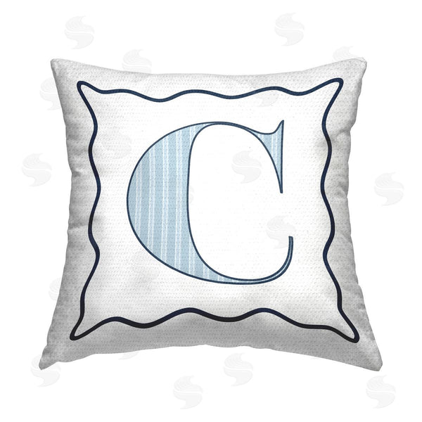 Stupell Industries Stupell Studio | Blue C Striped Letter Printed Throw Pillow