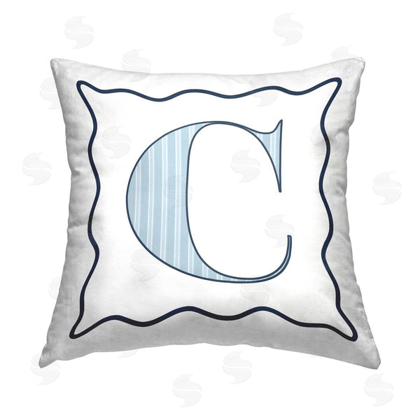 stupell industries Stupell Studio | Blue C Striped Letter Printed Throw Pillow