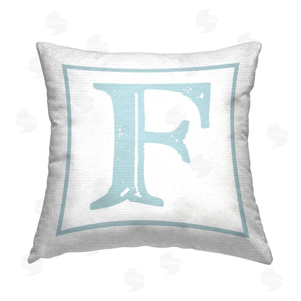 Stupell Industries Stupell Studio | Blue F Initial Letter Blue F Initials Letter Printed Throw Pillow