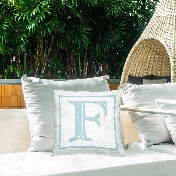 Stupell Industries Stupell Studio | Blue F Initial Letter Blue F Initials Letter Printed Throw Pillow