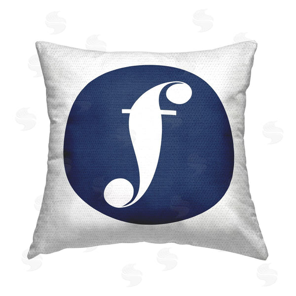 Stupell Industries Stupell Studio | Blue F Initial Letter Printed Throw Pillow