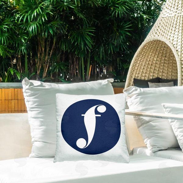 Stupell Industries Stupell Studio | Blue F Initial Letter Printed Throw Pillow
