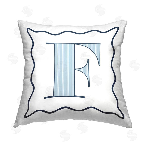 stupell industries Stupell Studio | Blue F Striped Initial Printed Throw Pillow