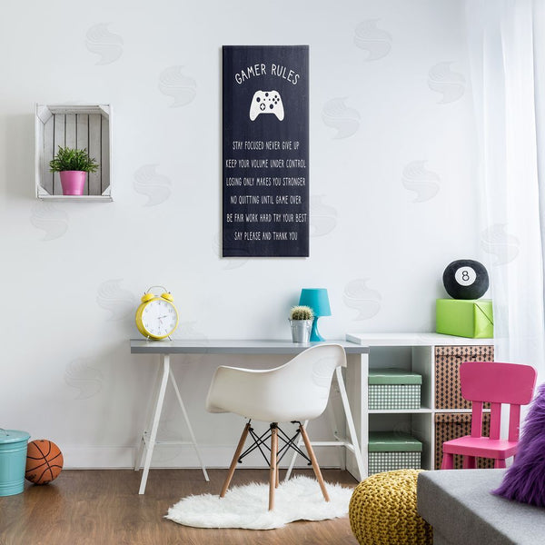 Stupell Industries Stupell Studio | Blue Gamer Rules Motivational Phrases For Children Wall Art