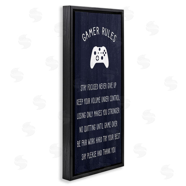 Stupell Industries Stupell Studio | Blue Gamer Rules Motivational Phrases For Children Wall Art