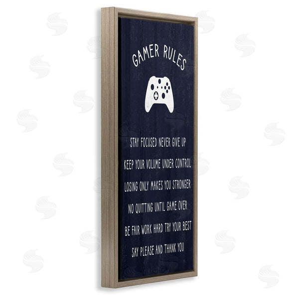 Stupell Industries Stupell Studio | Blue Gamer Rules Motivational Phrases For Children Wall Art
