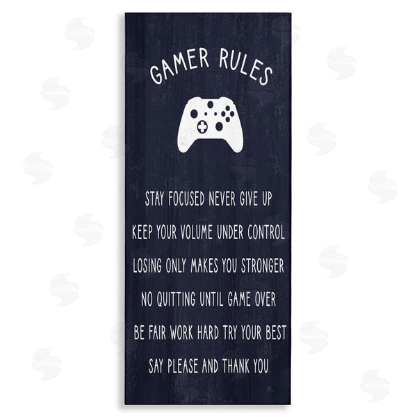 stupell industries Stupell Studio | Blue Gamer Rules Motivational Phrases for Children Wall Art