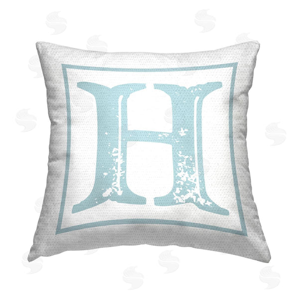 Stupell Industries Stupell Studio | Blue H Letter Printed Throw Pillow