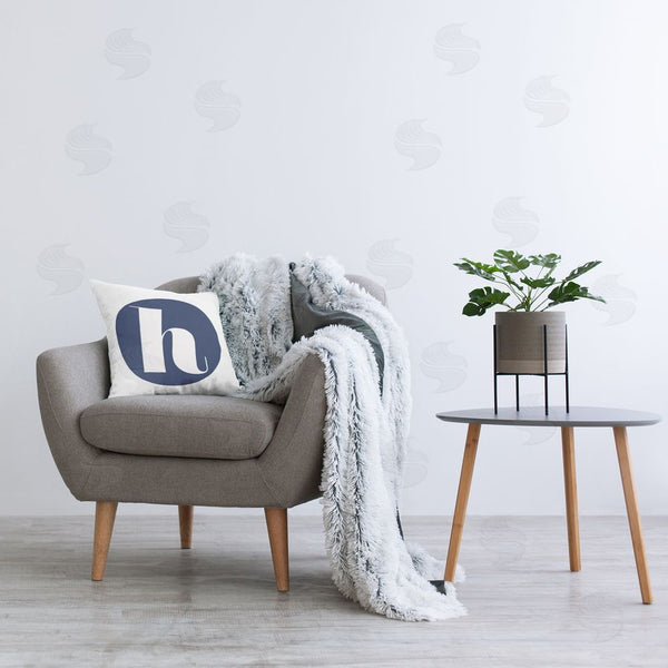 Stupell Industries Stupell Studio | Blue H Lowercase Letter Printed Throw Pillow