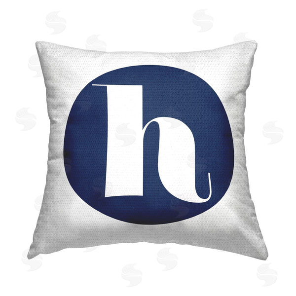 Stupell Industries Stupell Studio | Blue H Lowercase Letter Printed Throw Pillow