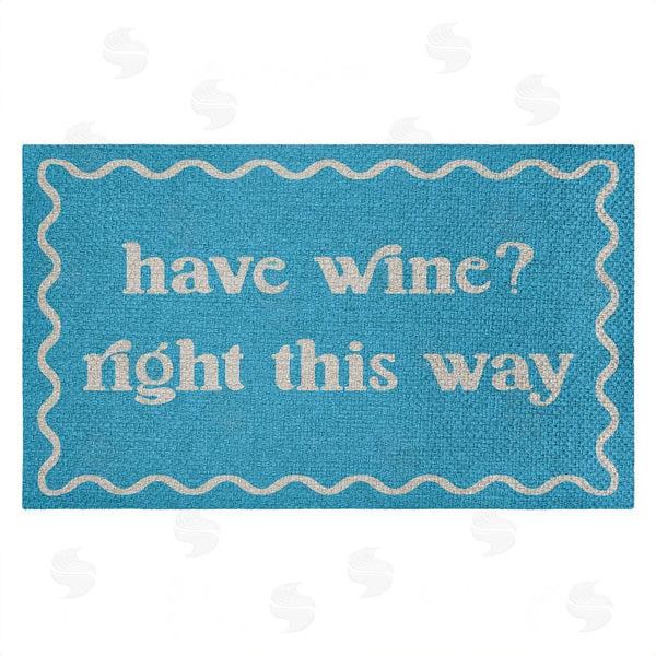 stupell industries Stupell Studio | Blue Have Wine Greeting Faux Sisal Door Mat