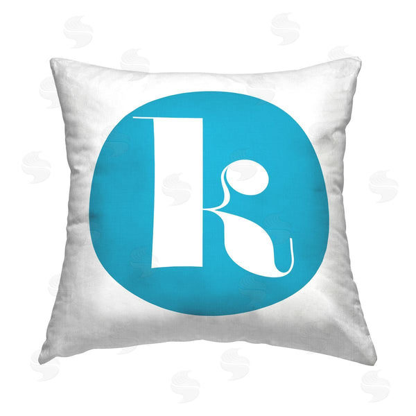stupell industries Stupell Studio | Blue Initial K Printed Throw Pillow