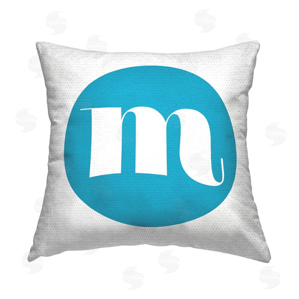 Stupell Industries Stupell Studio | Blue Initial M Printed Throw Pillow