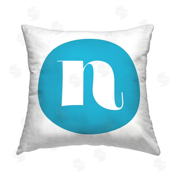 stupell industries Stupell Studio | Blue Initial N Printed Throw Pillow