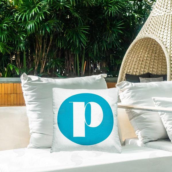 Stupell Industries Stupell Studio | Blue Initial P Printed Throw Pillow