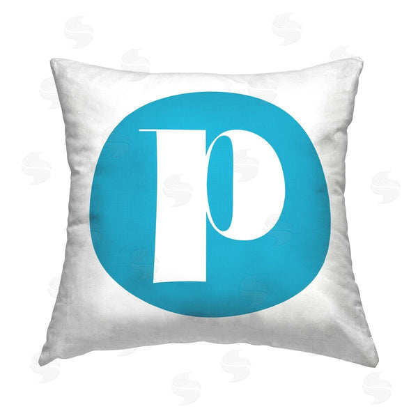stupell industries Stupell Studio | Blue Initial P Printed Throw Pillow
