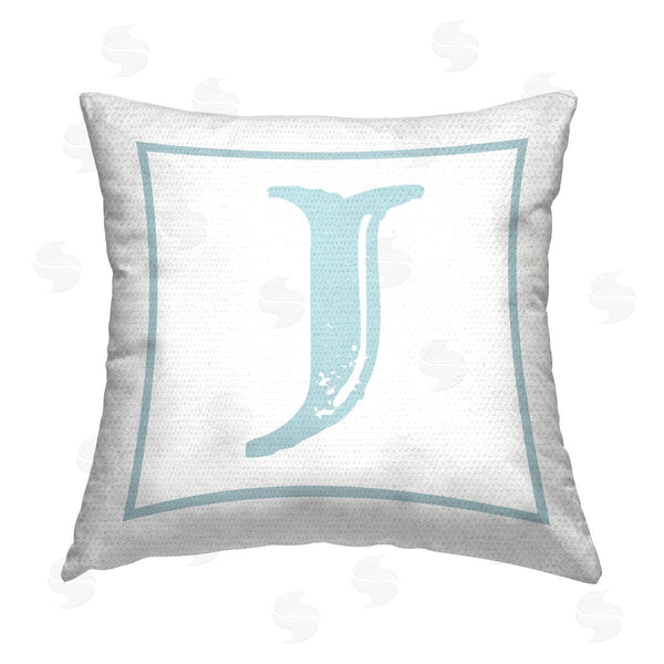 Stupell Industries Stupell Studio | Blue J Alphabet Letter Printed Throw Pillow
