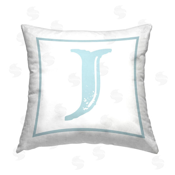 stupell industries Stupell Studio | Blue J Alphabet Letter Printed Throw Pillow