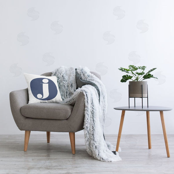 Stupell Industries Stupell Studio | Blue J Initial Letter Printed Throw Pillow