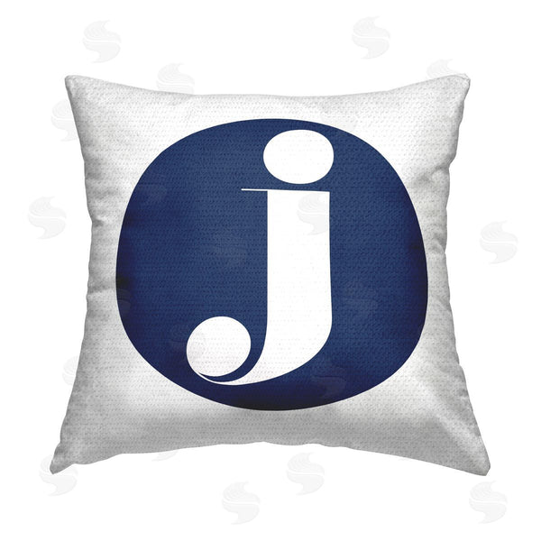 Stupell Industries Stupell Studio | Blue J Initial Letter Printed Throw Pillow