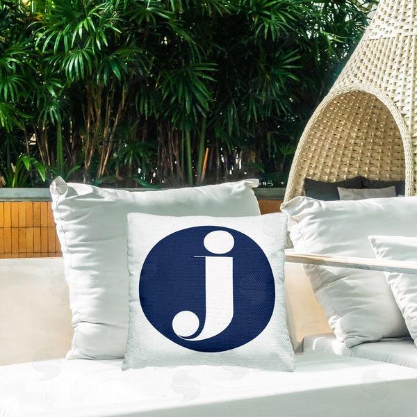 Stupell Industries Stupell Studio | Blue J Initial Letter Printed Throw Pillow