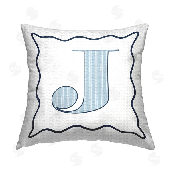 Stupell Industries Stupell Studio | Blue J Patterned Letter Printed Throw Pillow