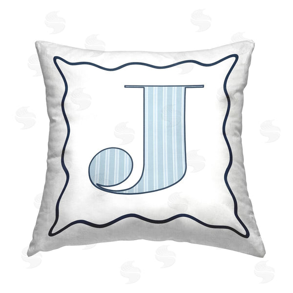 stupell industries Stupell Studio | Blue J Patterned Letter Printed Throw Pillow