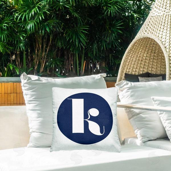 Stupell Industries Stupell Studio | Blue K Alphabet Letter Printed Throw Pillow