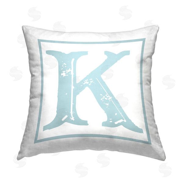 stupell industries Stupell Studio | Blue K Letter Printed Throw Pillow