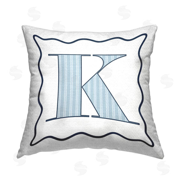 Stupell Industries Stupell Studio | Blue K Patterned Initial Printed Throw Pillow