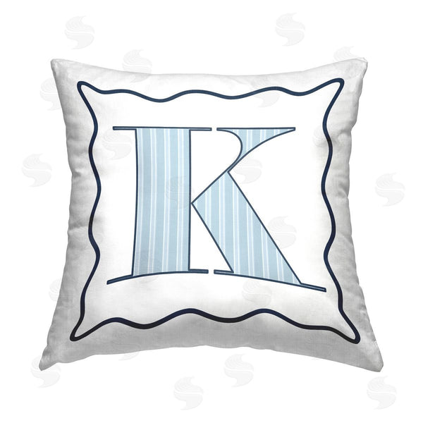 stupell industries Stupell Studio | Blue K Patterned Initial Printed Throw Pillow