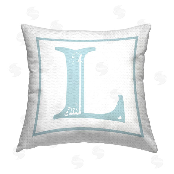 Stupell Industries Stupell Studio | Blue L Initial Letter Printed Throw Pillow
