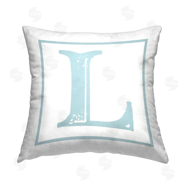 stupell industries Stupell Studio | Blue L Initial Letter Printed Throw Pillow
