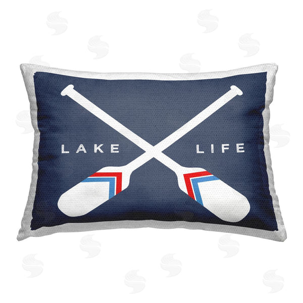 Stupell Industries Stupell Studio | Blue Lake Life Oars Printed Throw Pillow