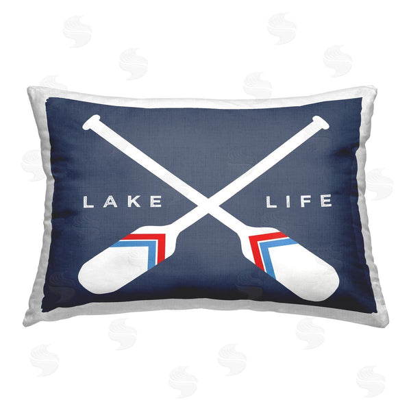 stupell industries Stupell Studio | Blue Lake Life Oars Printed Throw Pillow