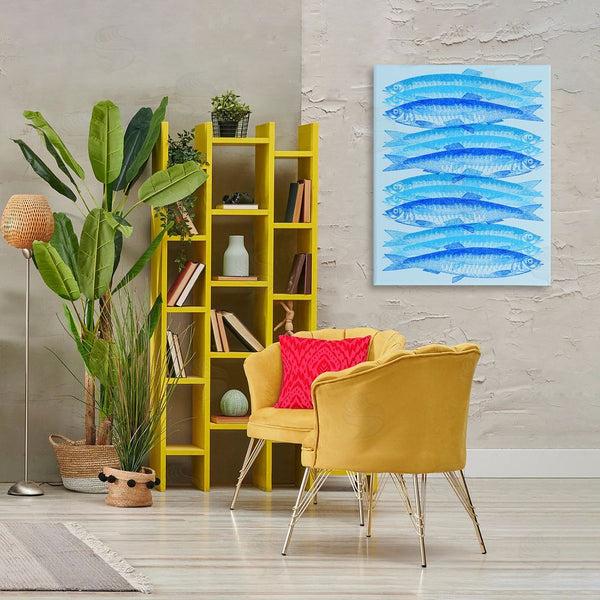 Stupell Industries Stupell Studio | Blue Layered Fish Wall Art