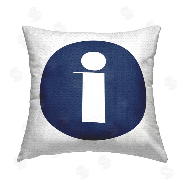 Stupell Industries Stupell Studio | Blue Lowercase I Initial Printed Throw Pillow