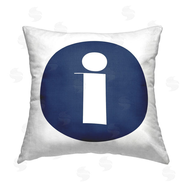 stupell industries Stupell Studio | Blue Lowercase I Initial Printed Throw Pillow
