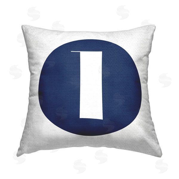 Stupell Industries Stupell Studio | Blue Lowercase L Letter Printed Throw Pillow