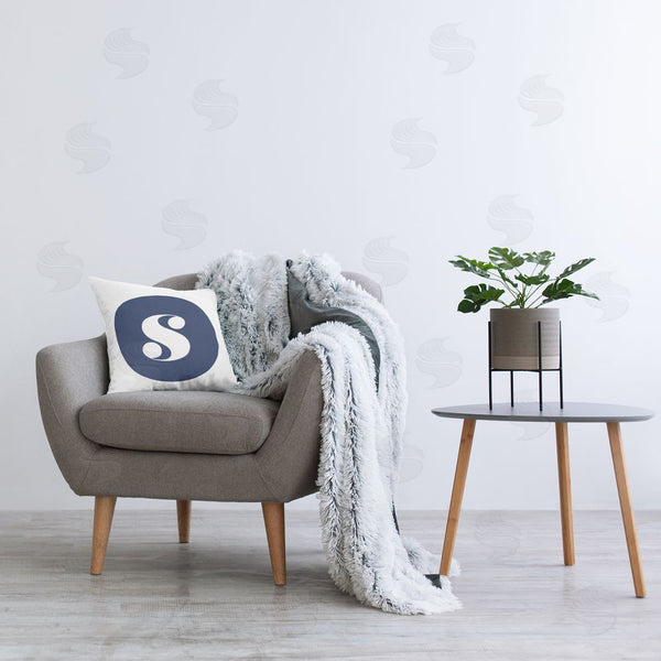Stupell Industries Stupell Studio | Blue Lowercase S Initial Printed Throw Pillow