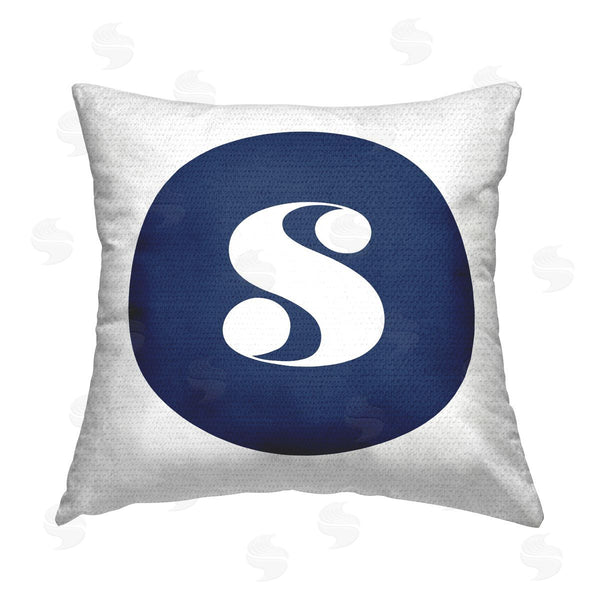Stupell Industries Stupell Studio | Blue Lowercase S Initial Printed Throw Pillow