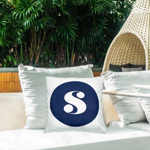 Stupell Industries Stupell Studio | Blue Lowercase S Initial Printed Throw Pillow