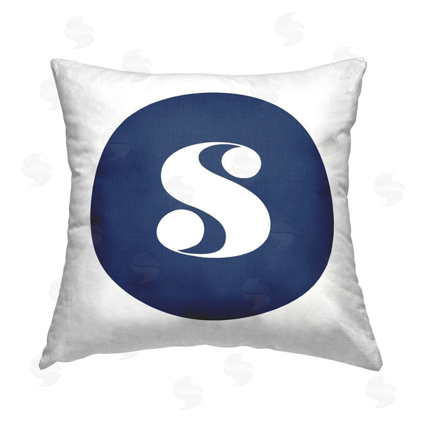 stupell industries Stupell Studio | Blue Lowercase S Initial Printed Throw Pillow