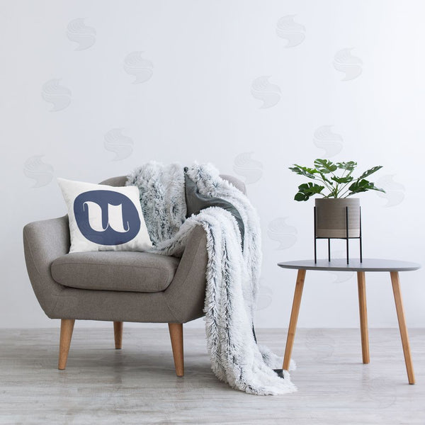 Stupell Industries Stupell Studio | Blue Lowercase U Initial Printed Throw Pillow