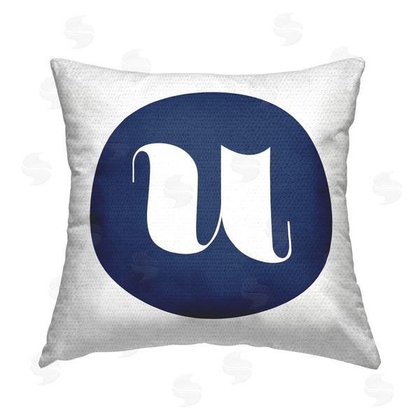 Stupell Industries Stupell Studio | Blue Lowercase U Initial Printed Throw Pillow