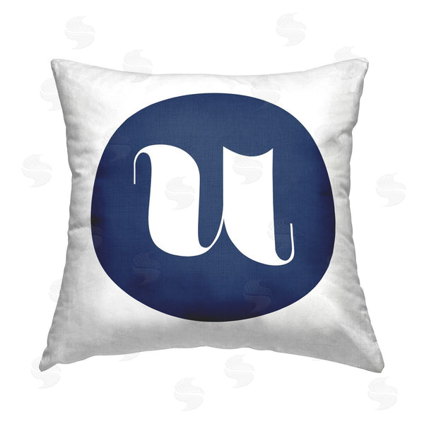 stupell industries Stupell Studio | Blue Lowercase U Initial Printed Throw Pillow