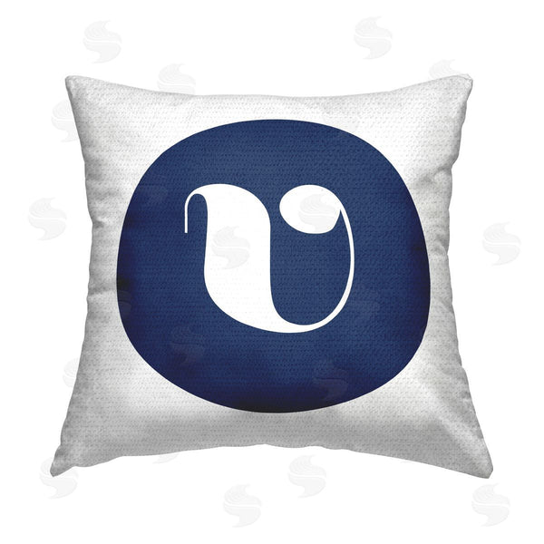 Stupell Industries Stupell Studio | Blue Lowercase V Initial Printed Throw Pillow