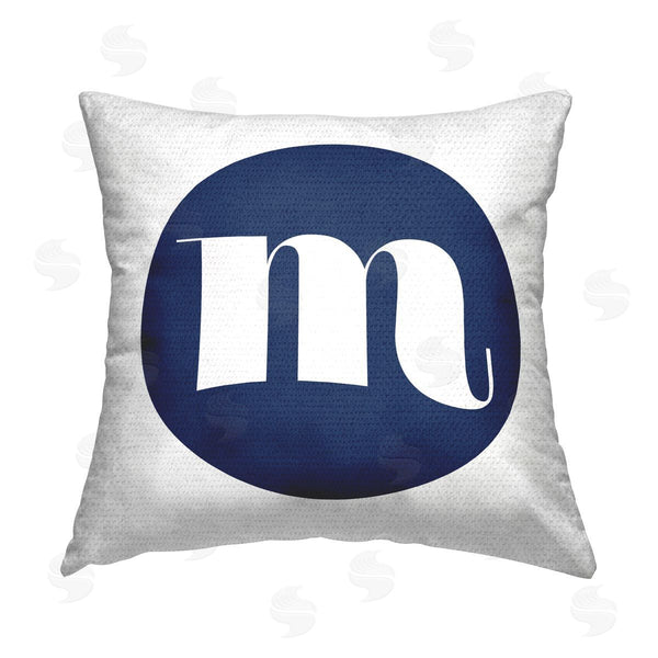 Stupell Industries Stupell Studio | Blue M Name Initial Printed Throw Pillow