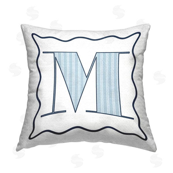 Stupell Industries Stupell Studio | Blue M Striped Letter Printed Throw Pillow